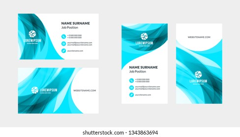 Double-sided creative business card template. Portrait and landscape orientation. Horizontal and vertical layout. Vector illustration