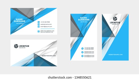 Double-sided creative business card template. Portrait and landscape orientation. Horizontal and vertical layout. Vector illustration