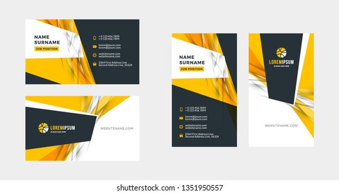 Double-sided creative business card template. Portrait and landscape orientation. Horizontal and vertical layout. Vector illustration