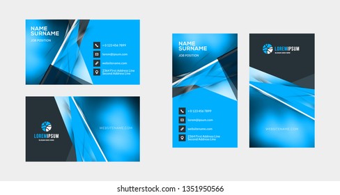 Double-sided creative business card template. Portrait and landscape orientation. Horizontal and vertical layout. Vector illustration