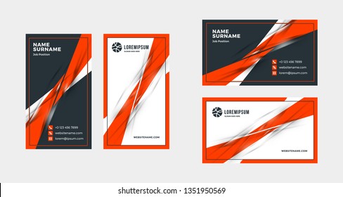 Double-sided creative business card template. Portrait and landscape orientation. Horizontal and vertical layout. Vector illustration