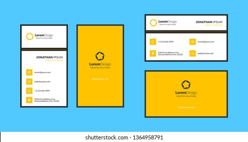 Double-sided creative business card template. Portrait and landscape orientation. Horizontal and vertical layout. Vector illustration
