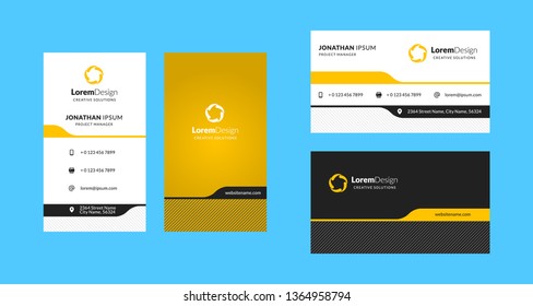 Double-sided creative business card template. Portrait and landscape orientation. Horizontal and vertical layout. Vector illustration