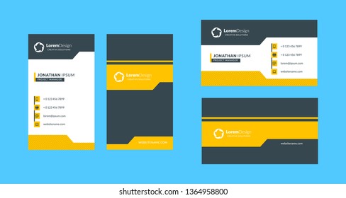 Double-sided creative business card template. Portrait and landscape orientation. Horizontal and vertical layout. Vector illustration