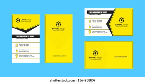 Double-sided creative business card template. Portrait and landscape orientation. Horizontal and vertical layout. Vector illustration