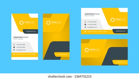 Double-sided creative business card template. Portrait and landscape orientation. Horizontal and vertical layout. Vector illustration