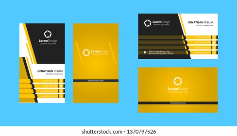 Double-sided creative business card template. Portrait and landscape orientation. Horizontal and vertical layout. Vector illustration