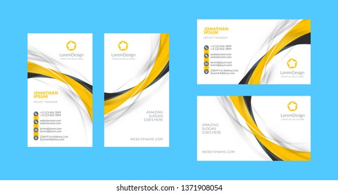 Double-sided creative business card template. Portrait and landscape orientation. Horizontal and vertical layout. Vector illustration