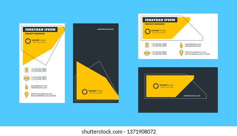 Double-sided creative business card template. Portrait and landscape orientation. Horizontal and vertical layout. Vector illustration
