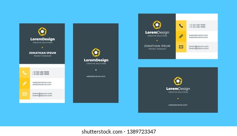 Double-sided creative business card template. Portrait and landscape orientation. Horizontal and vertical layout. Vector illustration