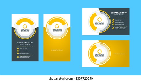 Double-sided creative business card template. Portrait and landscape orientation. Horizontal and vertical layout. Vector illustration