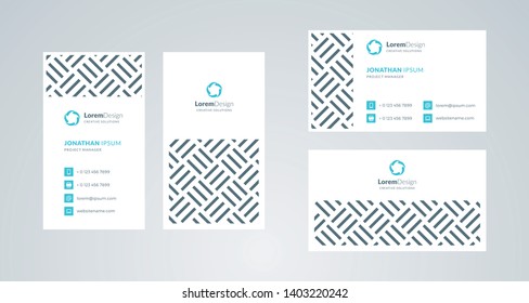 Double-sided creative business card template. Portrait and landscape orientation. Horizontal and vertical layout. Vector illustration