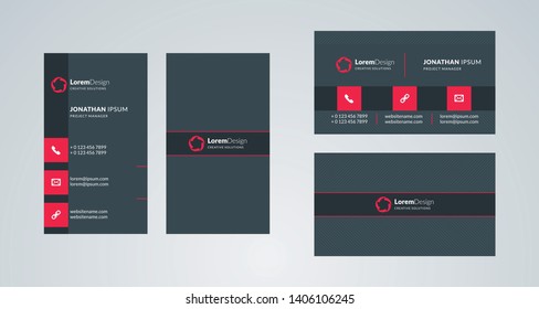 Double-sided creative business card template. Portrait and landscape orientation. Horizontal and vertical layout. Vector illustration
