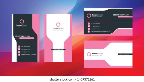 Double-sided creative business card template. Portrait and landscape orientation. Horizontal and vertical layout. Vector illustration