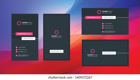 Double-sided creative business card template. Portrait and landscape orientation. Horizontal and vertical layout. Vector illustration