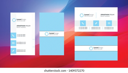 Double-sided creative business card template. Portrait and landscape orientation. Horizontal and vertical layout. Vector illustration