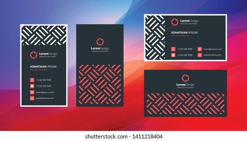 Double-sided creative business card template. Portrait and landscape orientation. Horizontal and vertical layout. Vector illustration