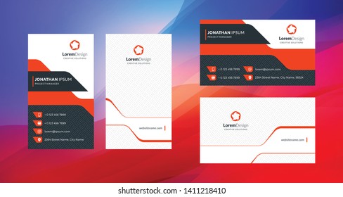 Double-sided creative business card template. Portrait and landscape orientation. Horizontal and vertical layout. Vector illustration