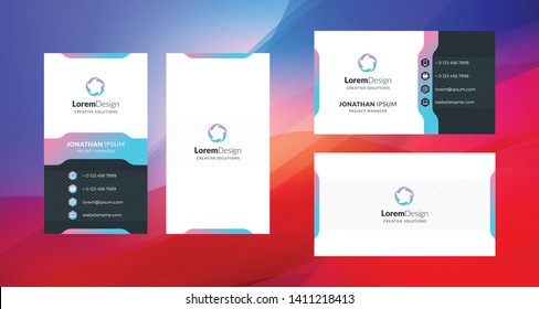 Double-sided creative business card template. Portrait and landscape orientation. Horizontal and vertical layout. Vector illustration