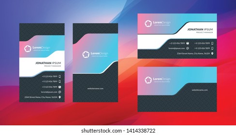Double-sided creative business card template. Portrait and landscape orientation. Horizontal and vertical layout. Vector illustration