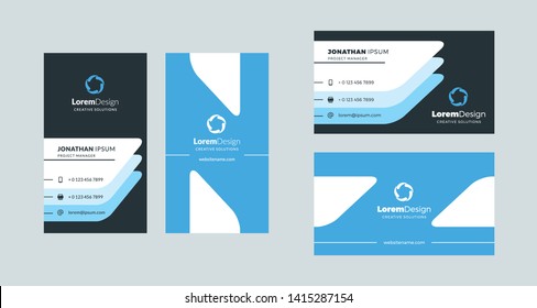 Double-sided creative business card template. Portrait and landscape orientation. Horizontal and vertical layout. Vector illustration
