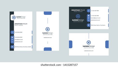 Double-sided creative business card template. Portrait and landscape orientation. Horizontal and vertical layout. Vector illustration