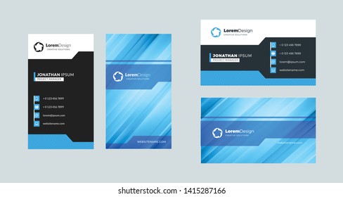 Double-sided creative business card template. Portrait and landscape orientation. Horizontal and vertical layout. Vector illustration