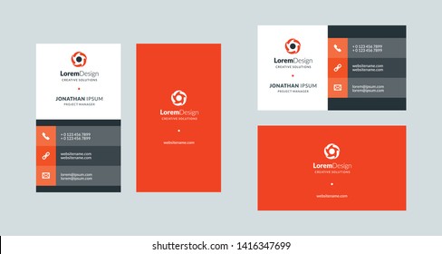 Double-sided creative business card template. Portrait and landscape orientation. Horizontal and vertical layout. Vector illustration