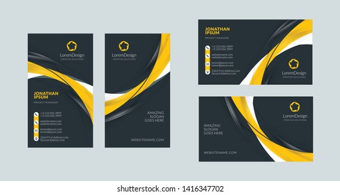 Double-sided creative business card template. Portrait and landscape orientation. Horizontal and vertical layout. Vector illustration