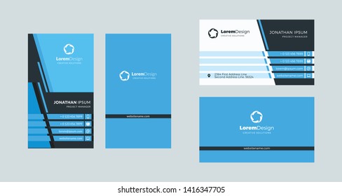 Double-sided creative business card template. Portrait and landscape orientation. Horizontal and vertical layout. Vector illustration