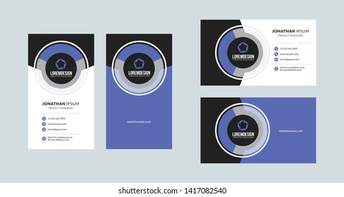Double-sided creative business card template. Portrait and landscape orientation. Horizontal and vertical layout. Vector illustration
