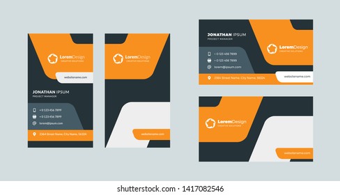Double-sided creative business card template. Portrait and landscape orientation. Horizontal and vertical layout. Vector illustration