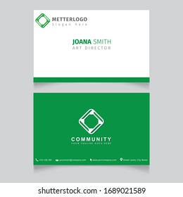 Double-sided creative business card template. Portrait and landscape orientation. Horizontal and vertical layout. illustration,Modern business card template green colors. Flat design abstract creative