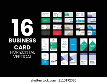 Double-sided creative business card template for medical, real estate, cleaning service and corporate business. Portrait and landscape orientation. Horizontal and vertical layout bundle