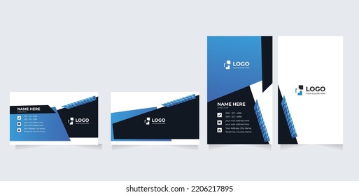 Double-sided Creative Business Card Template. Portrait And Landscape Orientation. Horizontal And Vertical Layout