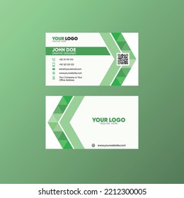 Double-sided creative business card template | universal business card | Business card print template with company logo. Vector illustration. Creative Business Card Template green.
