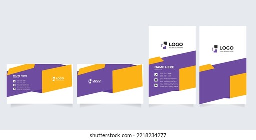 Double-sided creative business card template. Portrait and landscape orientation