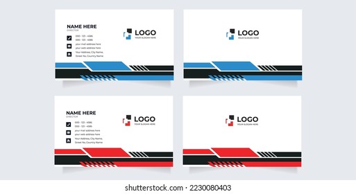 Plantilla de tarjeta comercial creativa de doble cara. Retrato y orientación paisajística. Diseño horizontal y vertical