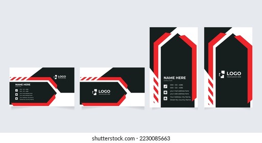 Double-sided creative business card template. Portrait and landscape orientation. Horizontal and vertical layout