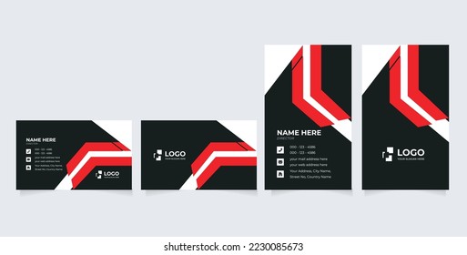 Double-sided creative business card template. Portrait and landscape orientation. Horizontal and vertical layout
