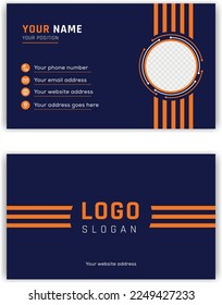 Double-sided creative business card template. Business cards for business and personal use. Vector Illustration. horizontal corporate simple creative unique design layout. yellow orange blue color