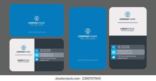  Double-sided creative business card template. Portrait and landscape. Horizontal and vertical layout. Vector illustration. Beautiful and Fashion