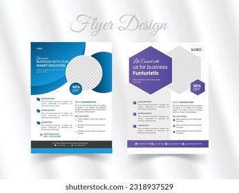 Plantilla de tarjeta comercial creativa de doble cara. Plantilla de tarjeta de visita creativa y limpia. Diseño de folleto comercial a4. Ilustración del vector