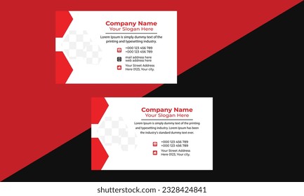 Plantilla de tarjeta de visita creativa de doble cara con color rojo. Retrato y orientación paisajística. Diseño horizontal y vertical. 