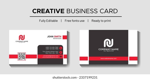 Plantilla de tarjeta comercial creativa de doble cara. Plantilla de tarjeta de negocios creativa y única. tarjeta de visita roja y oscura
