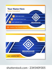 Plantilla de tarjeta comercial creativa de doble cara. Tarjetas de visita para uso personal y de negocios. Ilustración vectorial. diseño de diseño único y creativo horizontal corporativo sencillo. color azul naranja amarillo