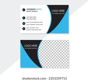 Double-sided creative business card template . Business card design set template for company corporate style. blue color.