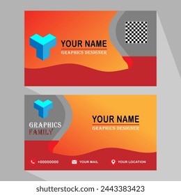 Double-sided creative business card template. Portrait and landscape orientation. Horizontal and vertical layout. Vector illustration. With mixed color's.