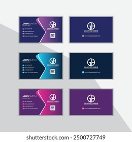 Double-sided creative business card template. White vector illustration.