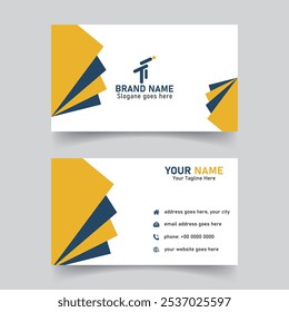 Double-sided creative business card template. yellow and blue color business card template. Modern business card design. personal visiting card, vector illustration